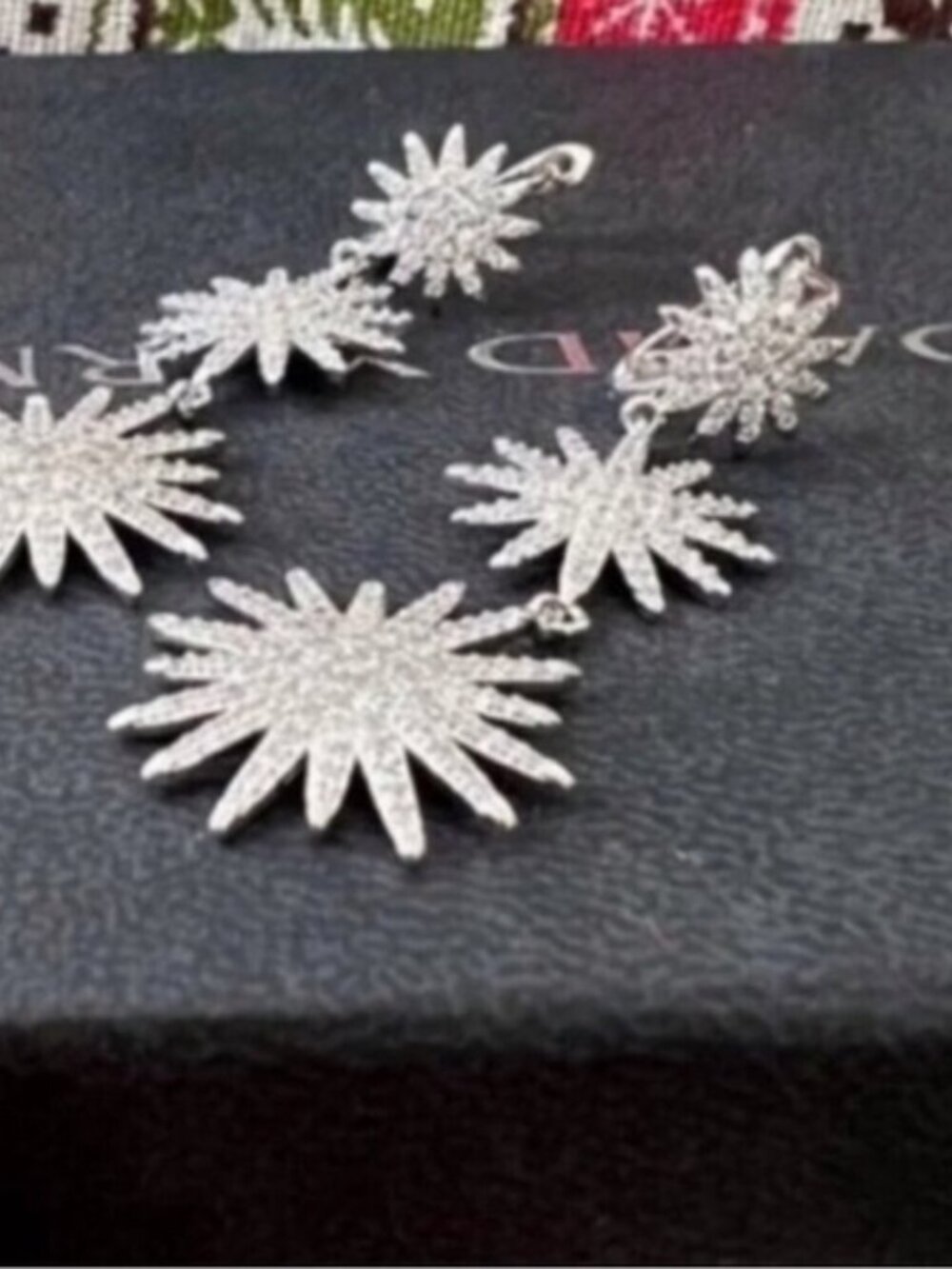 David Yurman Dazzling Silver Sunburst Drop Earrings with Pavé Crystals